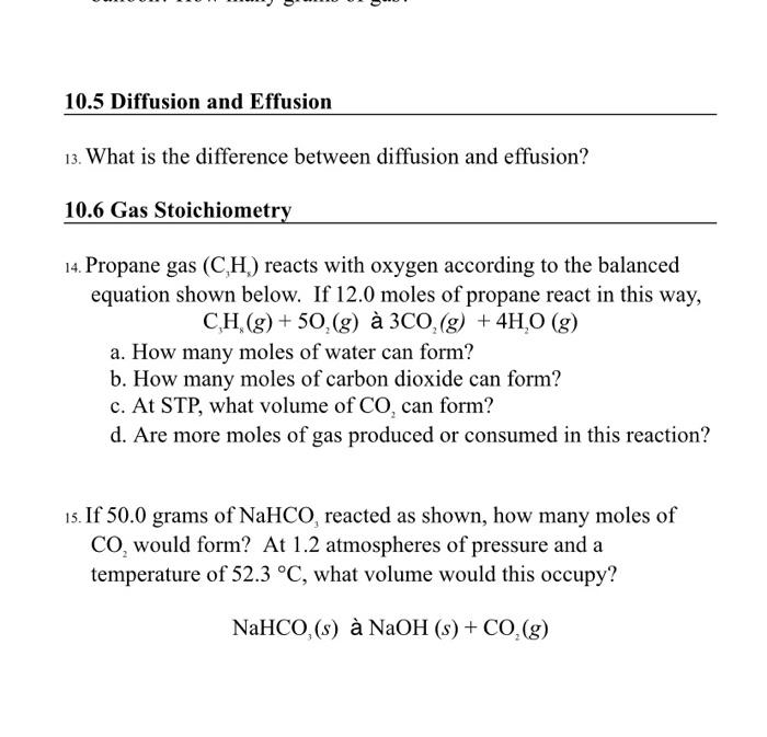 Solved 10.5 Diffusion and Effusion 13. What is the | Chegg.com