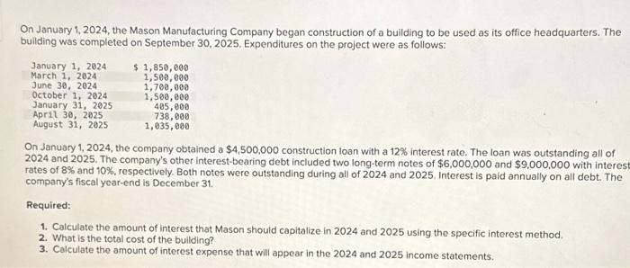 Solved On January 1 2024 The Mason Manufacturing Company Chegg Com   Image