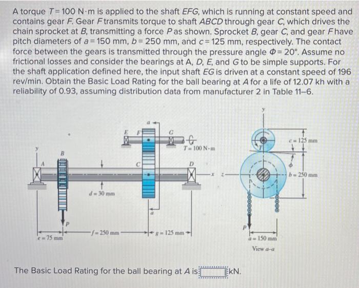 Solved A Torque T= 100 N·m Is Applied To The Shaft EFG, | Chegg.com