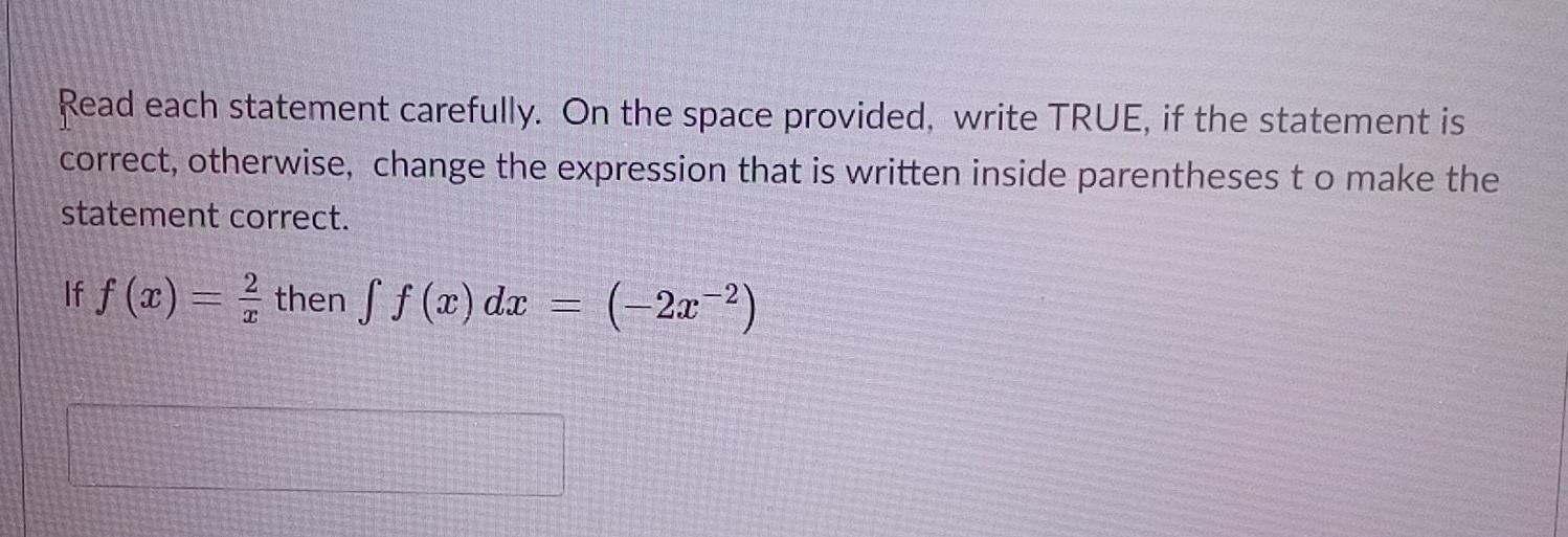 Solved Read each statement carefully. On the space provided, | Chegg.com