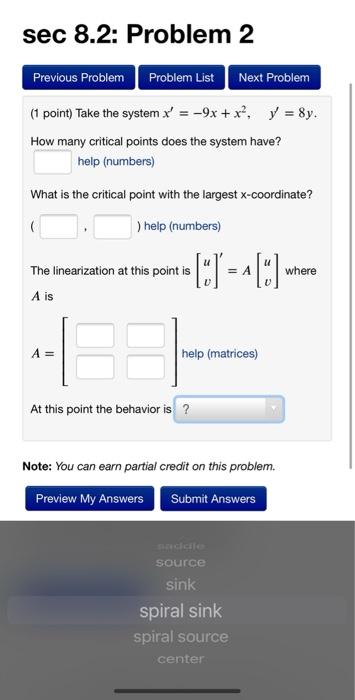 Solved sec 8.2: Problem 2 Previous Problem Problem List Next | Chegg.com