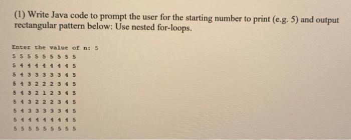 Solved (1) Write Java code to prompt the user for the | Chegg.com