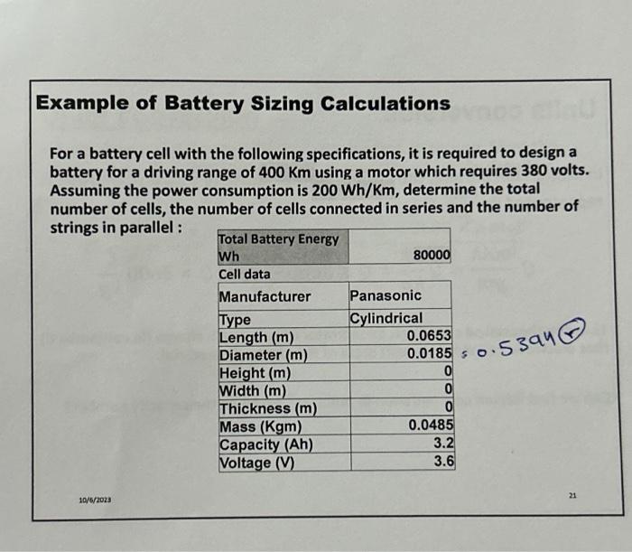 Solved Example of Battery Sizing Calculations For a battery