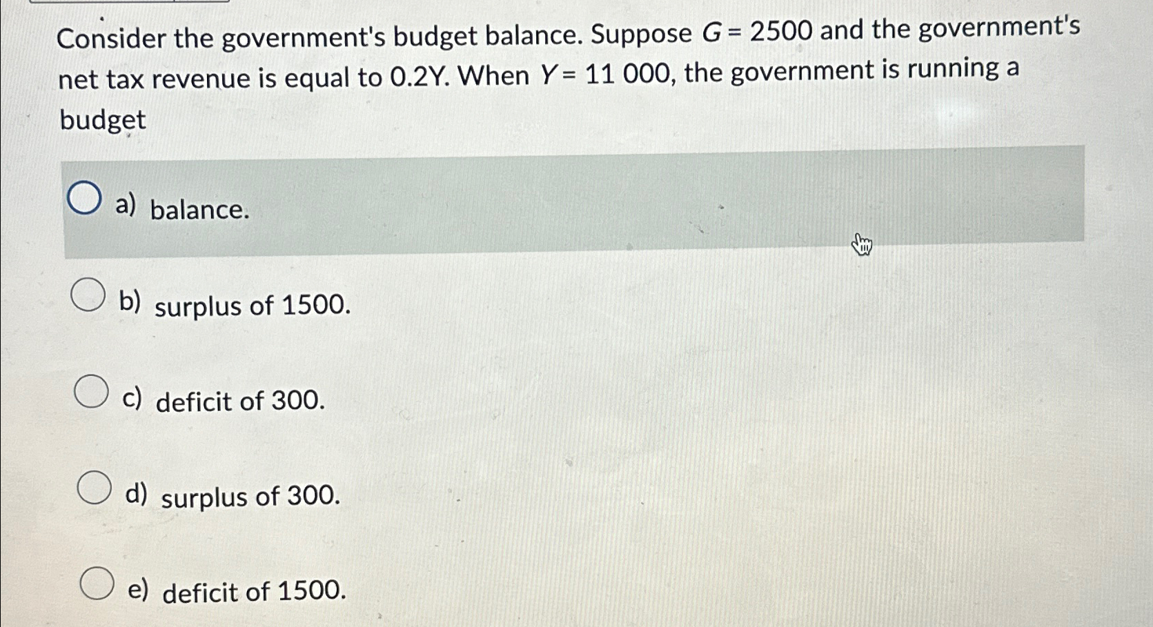 Solved Consider the government's budget balance. Suppose | Chegg.com