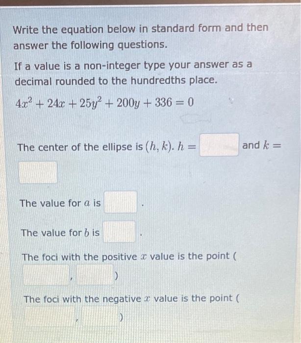 Solved Write the equation below in standard form and then | Chegg.com
