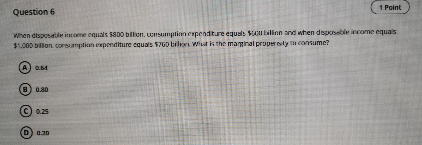 solved-1-point-question-6-when-disposable-income-equals-800-chegg