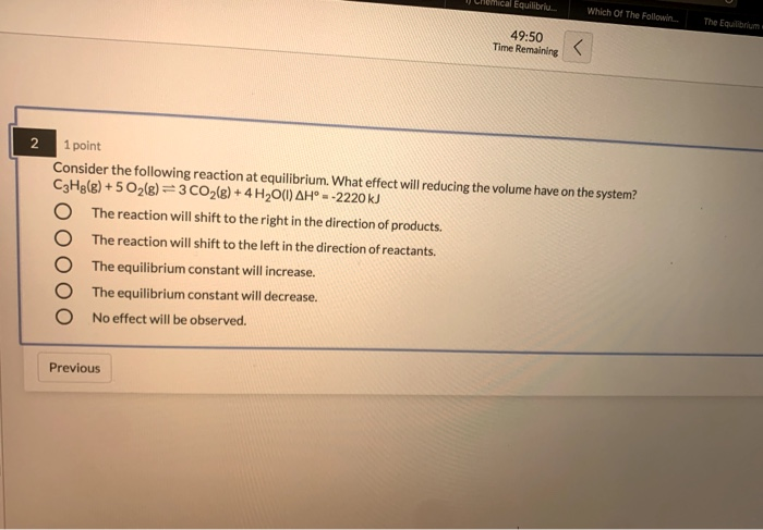 Solved Chemical Equilibrium Which of The Followin.. The | Chegg.com
