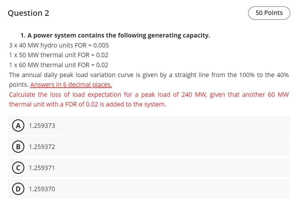 Solved 1. A Power System Contains The Following Generating | Chegg.com