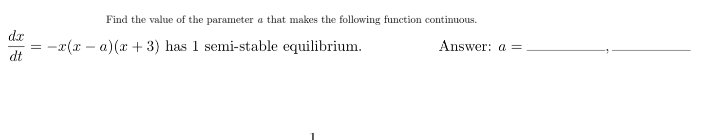 Solved Find the value of the parameter a that makes the | Chegg.com