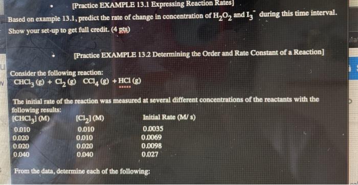 Solved [Practice EXAMPLE 13.1 Expressing Reaction Rates) | Chegg.com