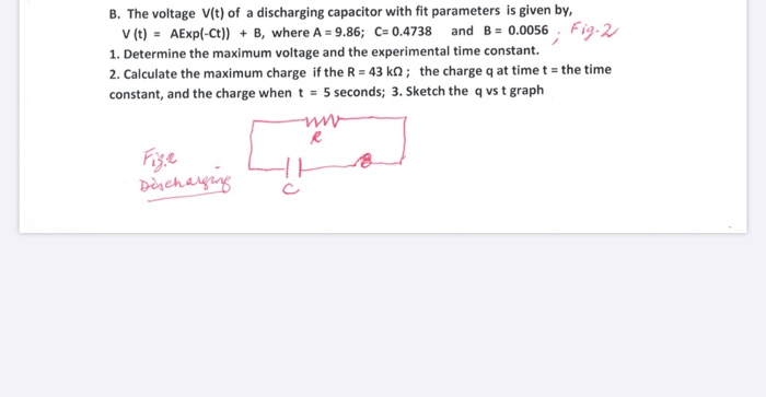 Solved B The Voltage V T Of A Discharging Capacitor Wit Chegg Com