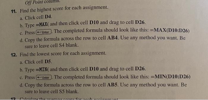 Solved Off Point col 11. Find the highest score for each Chegg