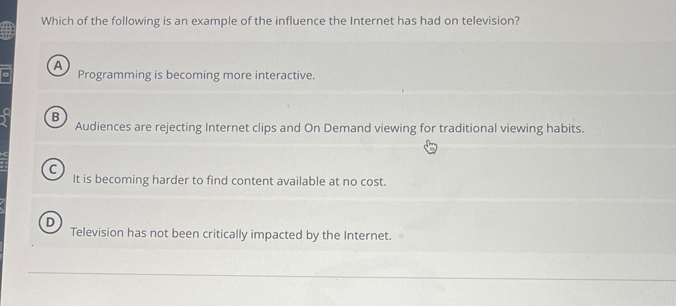 Solved Which of the following is an example of the influence | Chegg.com