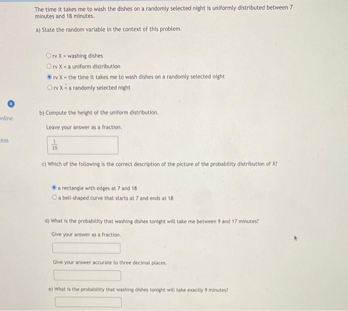 Solved The time it takes me to wash the dishes on a randomly