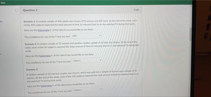 Man ats Question 2 3 pts Scenario 1: A random sample | Chegg.com
