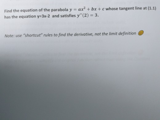 Find The Equation Of The Parabola Y Ax2 Bx C Chegg Com