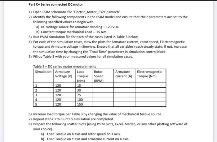 Part C-Series connected DC motor 1) Open PSIM | Chegg.com