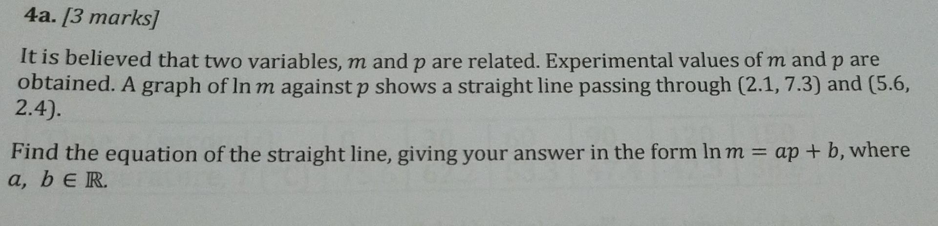 Solved 4a. [3 marks] It is believed that two variables, m | Chegg.com
