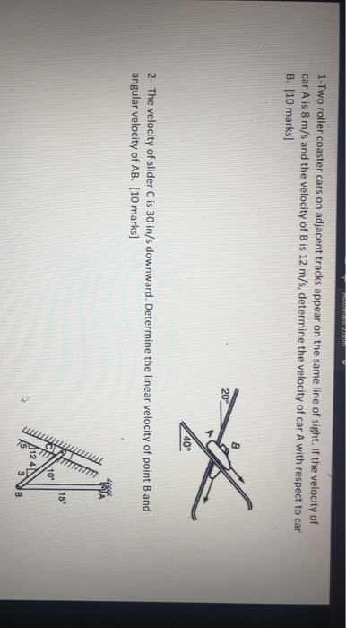 Solved UGONIE 1 Two roller coaster cars on adjacent tracks Chegg