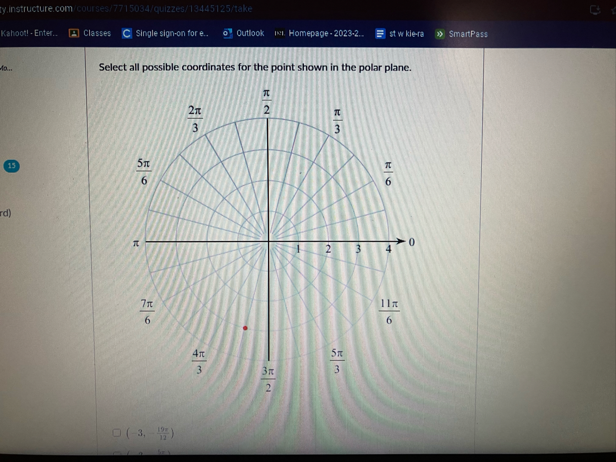 Select all possible coordinates for the point shown | Chegg.com