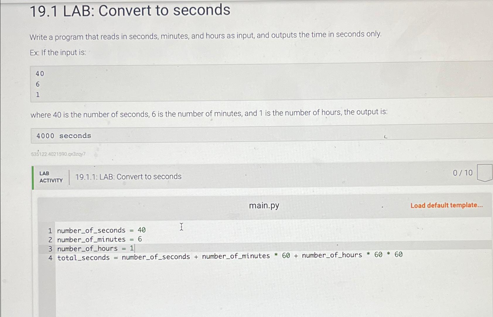 Convert 4 minutes and 40 outlet seconds