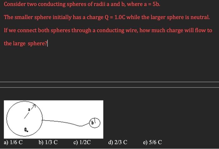 Solved Consider Two Conducting Spheres Of Radii A And B, | Chegg.com