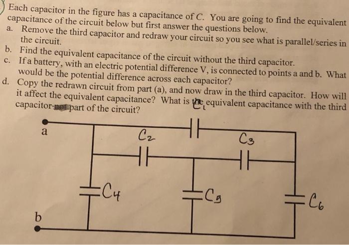 Solved Each capacitor in the figure has a capacitance of C. | Chegg.com