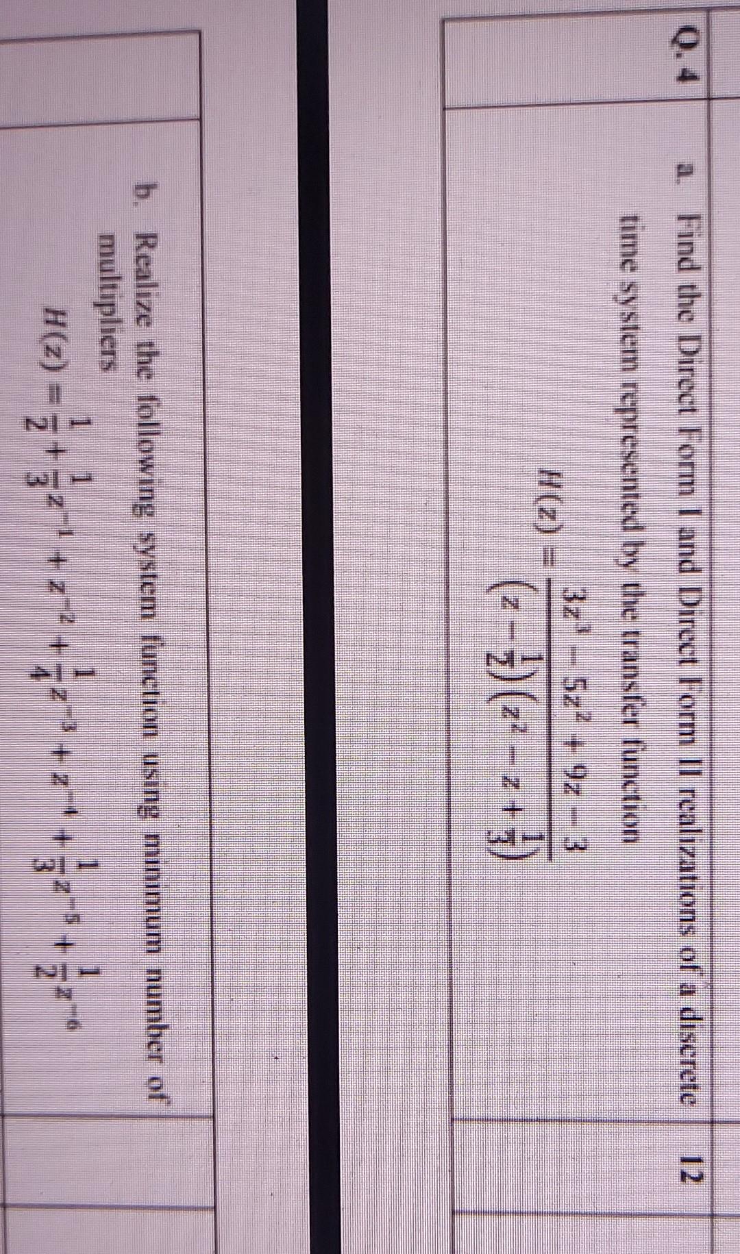 Solved 0.4 a. Find the Direct Form and Direct Form Il | Chegg.com