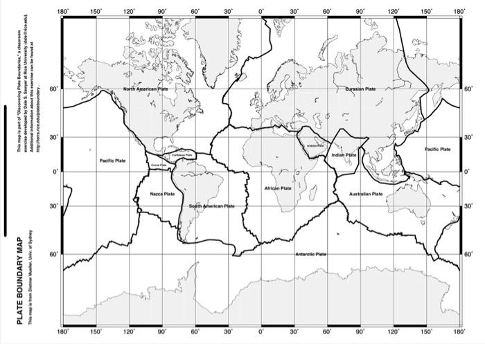 Solved Based on the plates map, which two plates are meeting | Chegg.com