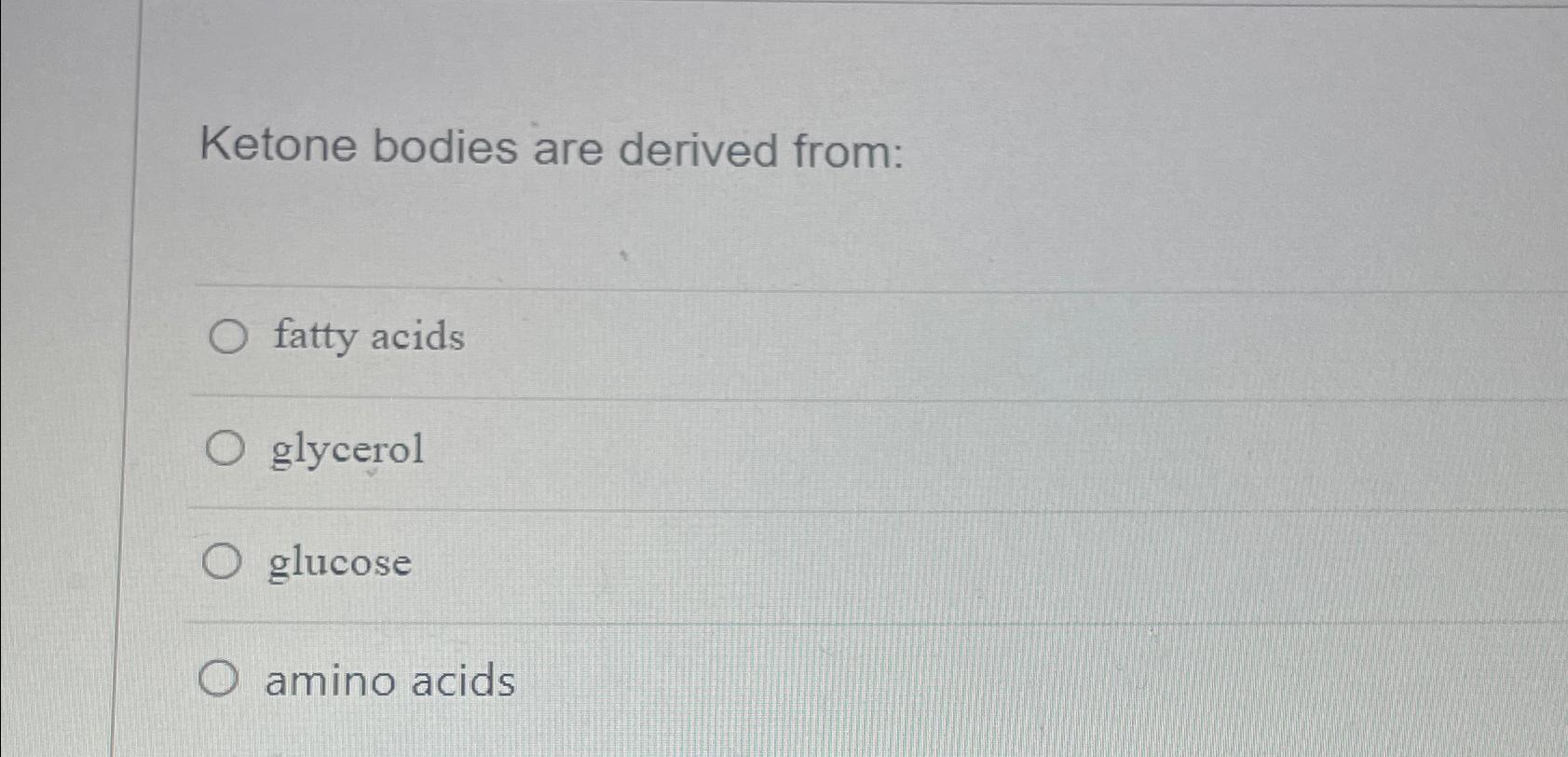 Solved Ketone bodies are derived fromfatty