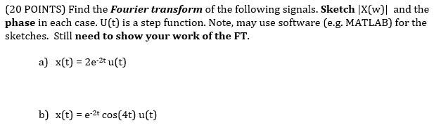 Solved (20 ﻿POINTS) ﻿Find the Fourier transform of ﻿the | Chegg.com