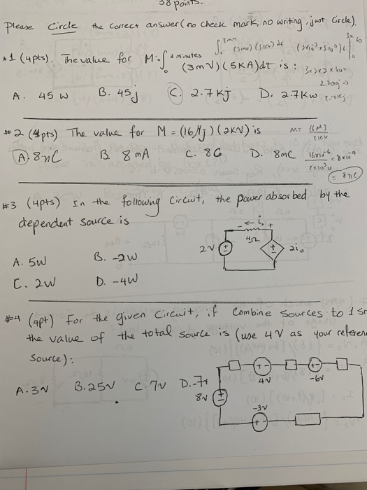 Solved 58 Poat Salo Please Circle The Correct Answer No