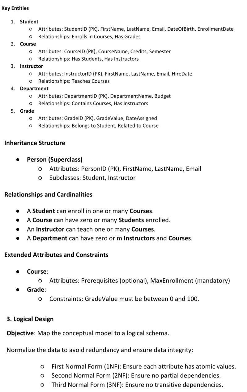 Key EntitiesStudentAttributes: StudentID (PK), | Chegg.com