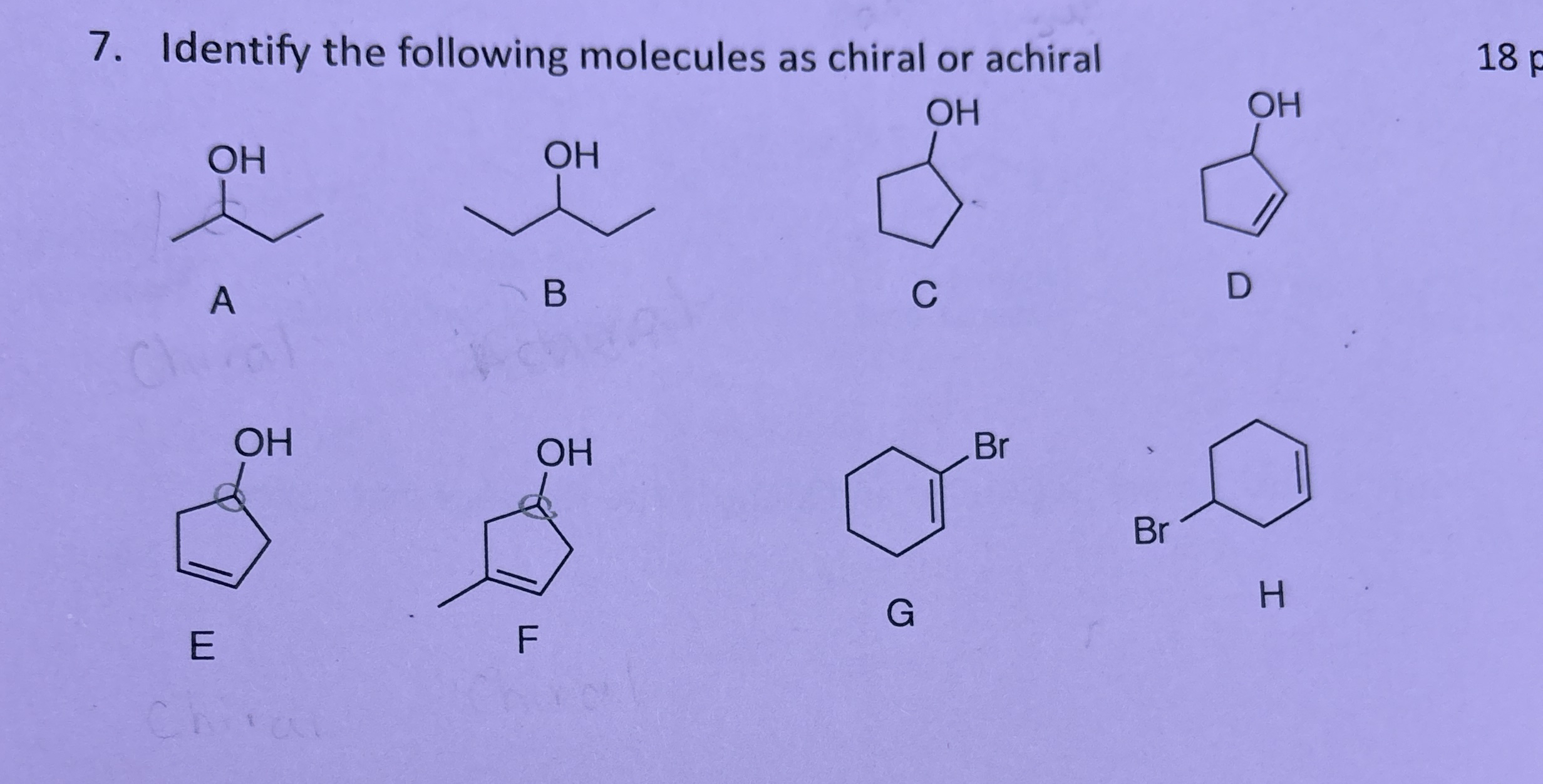Solved Identify the following molecules as chiral or | Chegg.com