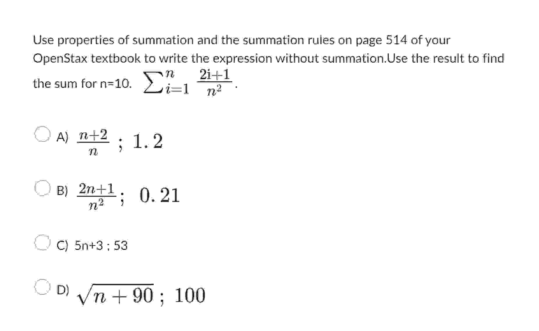 Solved Use properties of summation and the summation rules | Chegg.com