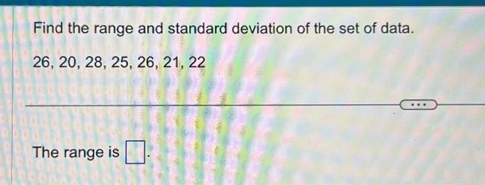 Solved Find the range and standard deviation of the set of | Chegg.com
