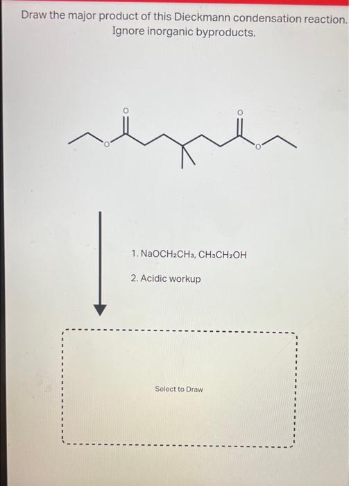 Draw the major product of this Dieckmann condensation reaction.
Ignore inorganic byproducts.
alpha
1. NaOCH?CH3, CH3CH?OH
2. 