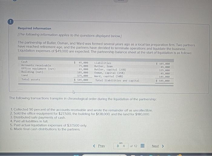 Journal entry worksheet (1) 6 Paid actual liquidation | Chegg.com