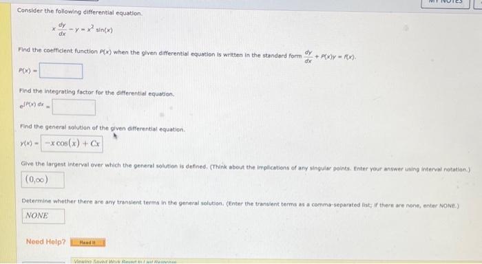 Solved Consider the following differential equation X dx | Chegg.com