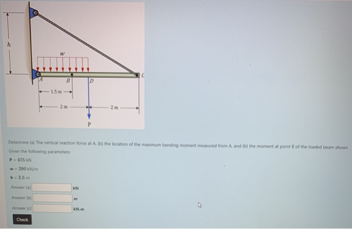 Solved WV B D 1.5 M 2 M 2 M Determine (a) The Vertical | Chegg.com