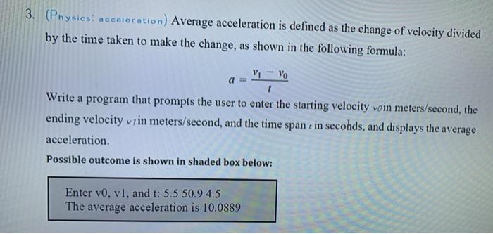 Solved 3. (Physics: acceleration) Average acceleration is | Chegg.com