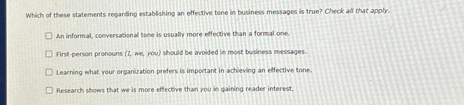 Solved Which of these statements regarding establishing an | Chegg.com