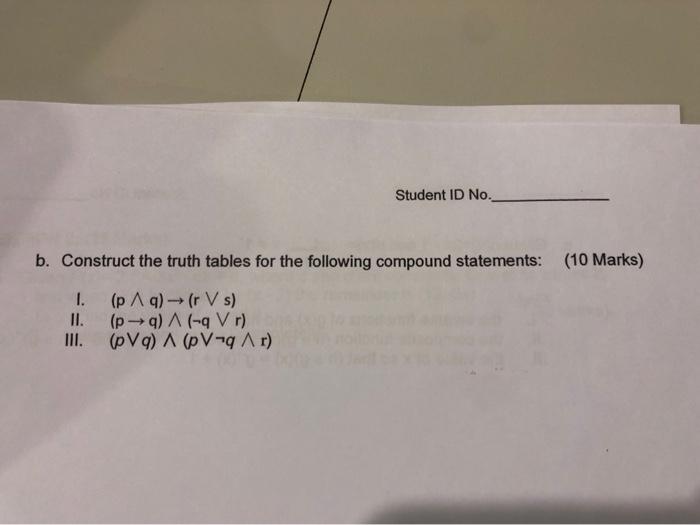 Solved B. Construct The Truth Tables For The Following | Chegg.com