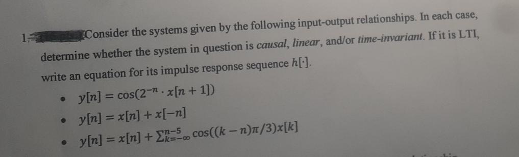 Solved Consider the systems given by the following | Chegg.com
