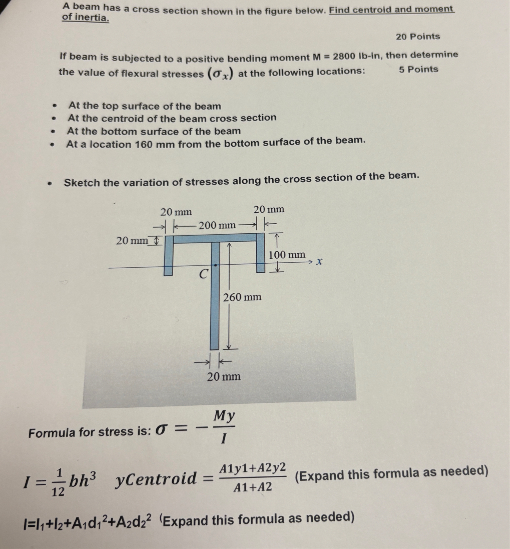 Solved A beam has a cross section shown in the figure below. | Chegg.com