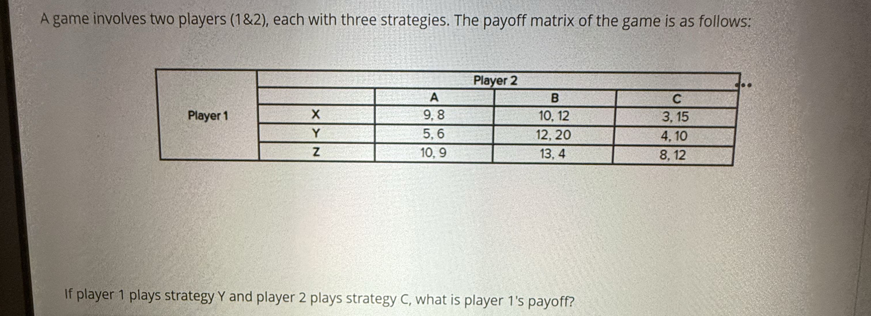 A game involves two players (1&2), ﻿each with three | Chegg.com