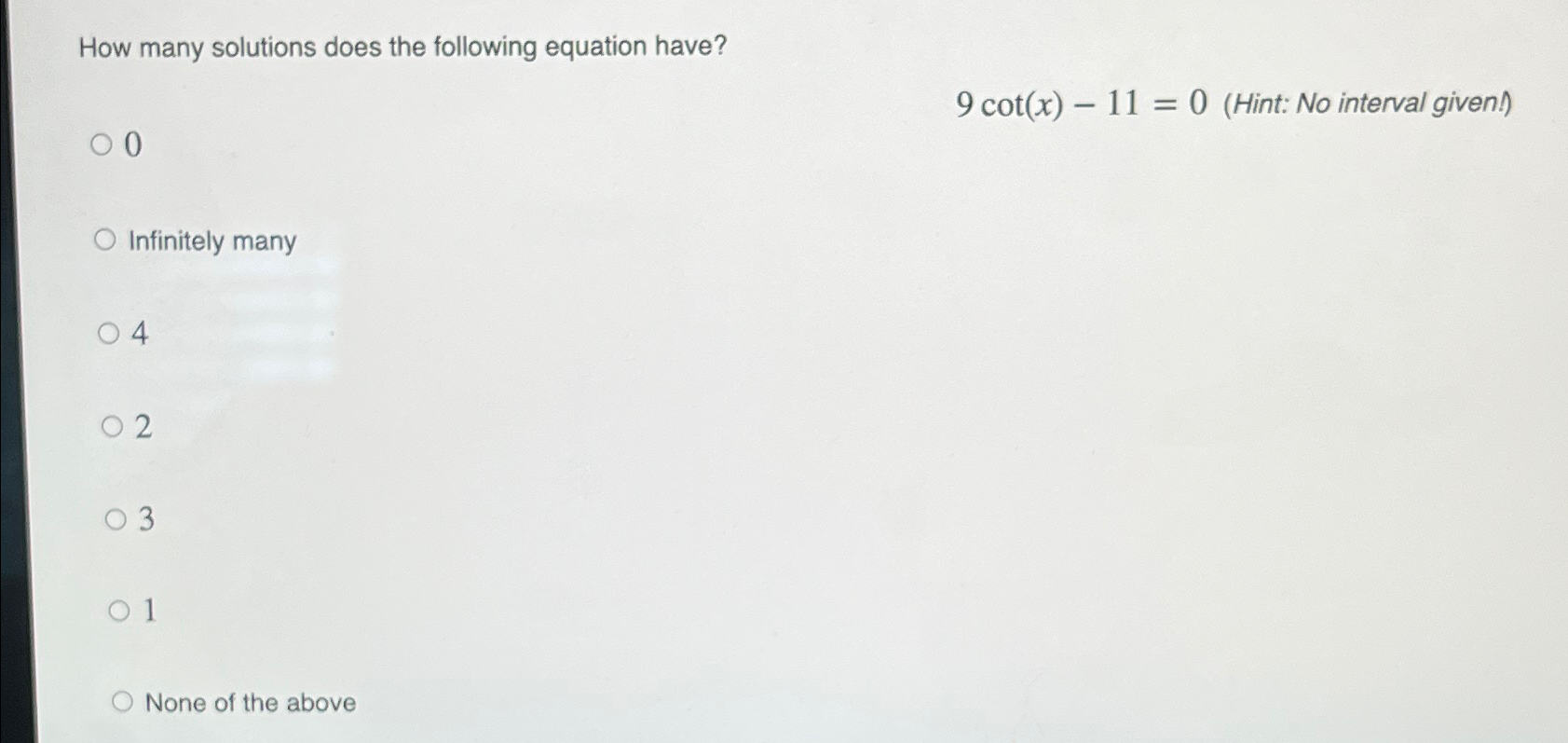 Solved How many solutions does the following equation | Chegg.com