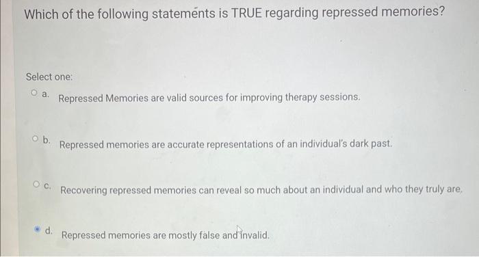Solved Which of the following statements is TRUE regarding | Chegg.com