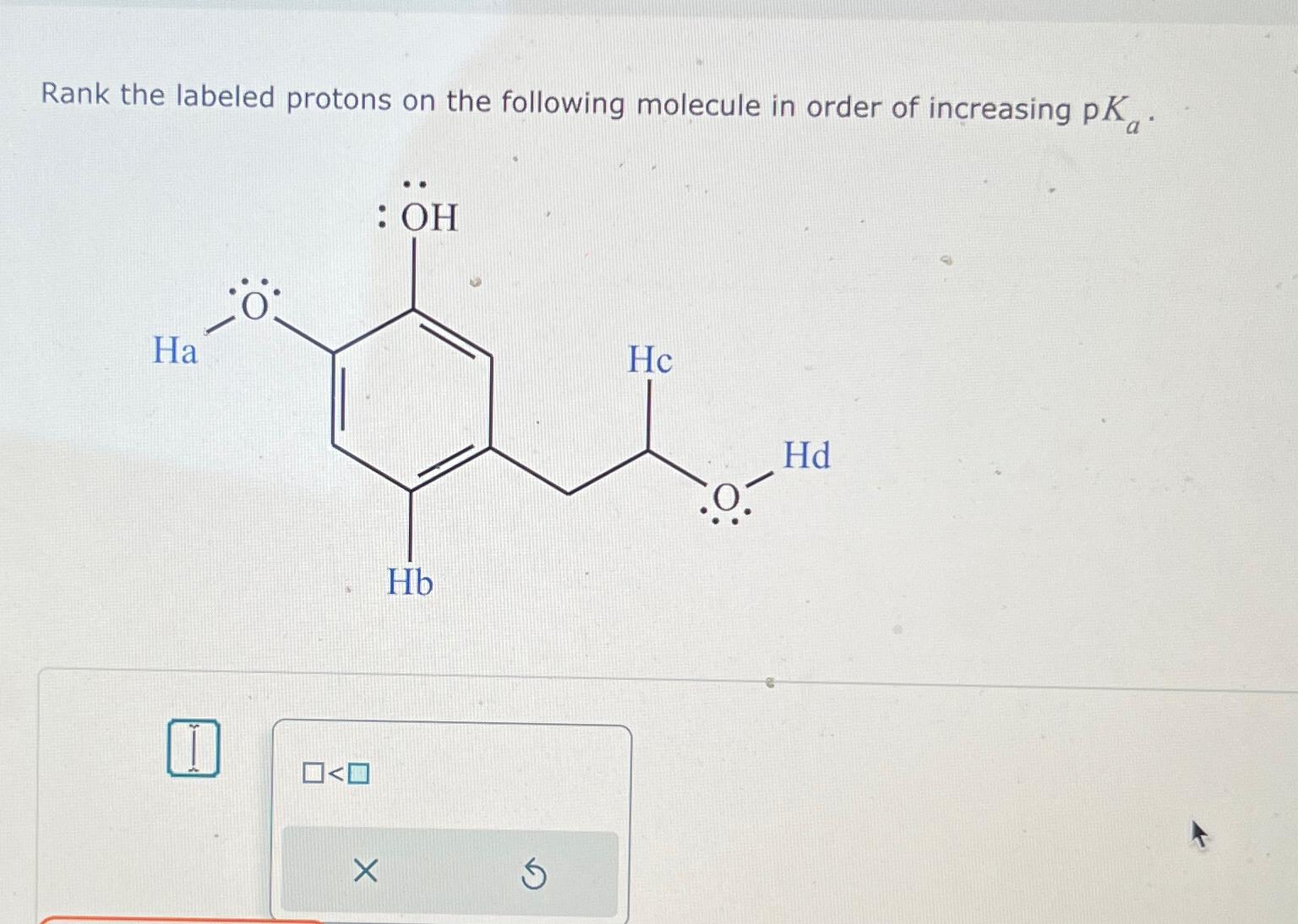 Solved Rank the labeled protons on the following molecule in | Chegg.com