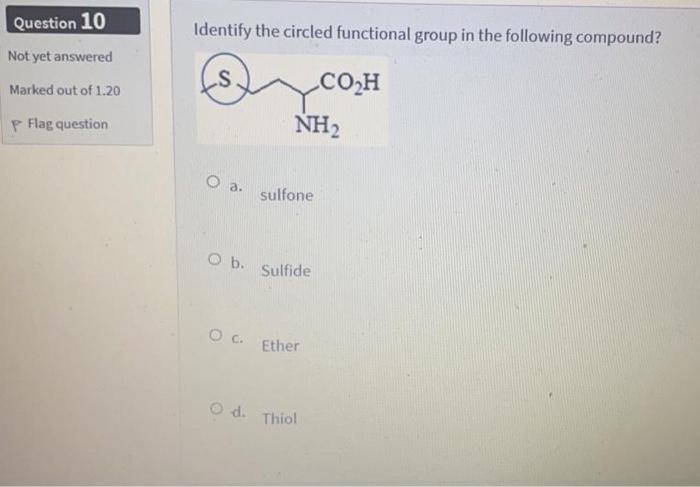 Solved Question 10 Identify the circled functional group in | Chegg.com